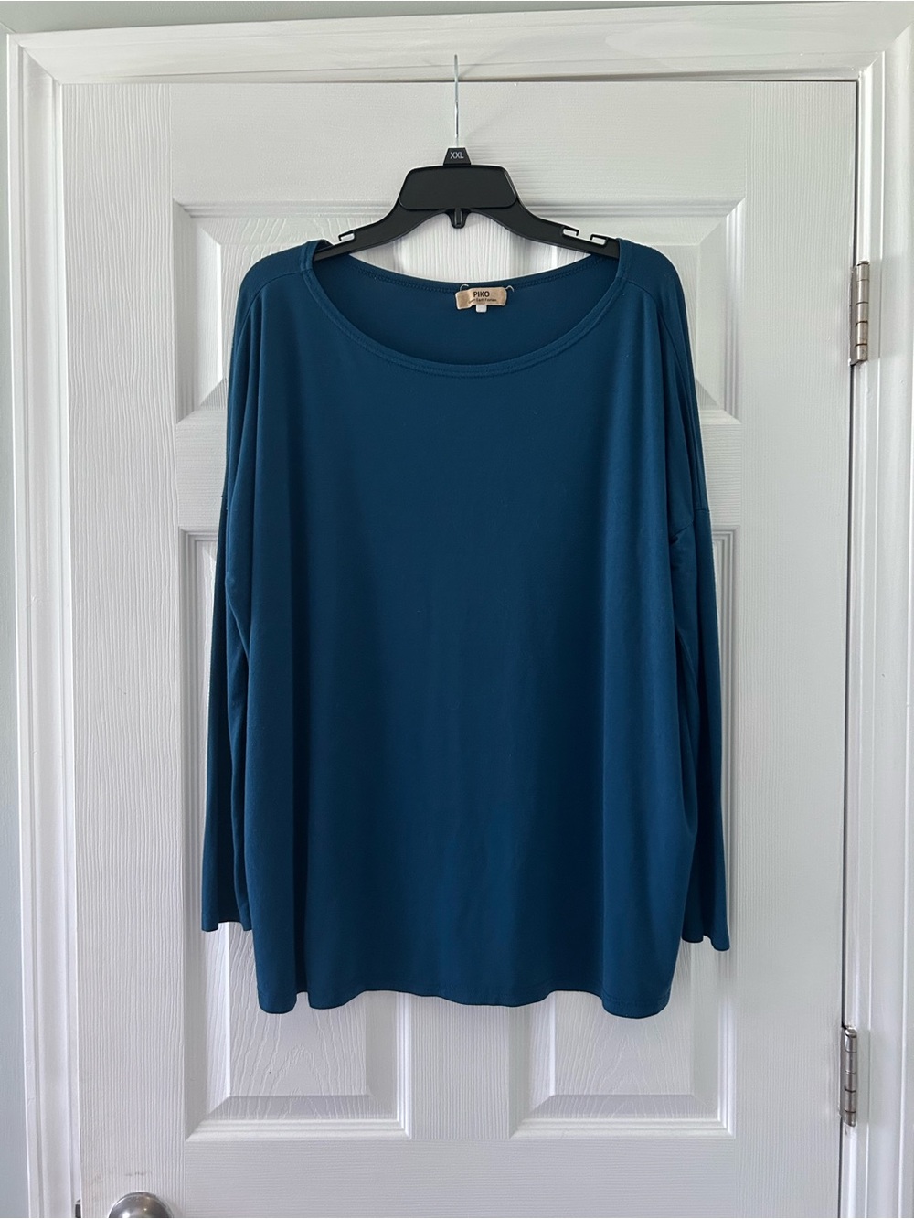 Piko Teal Long-Sleeve Scoop Neck Top